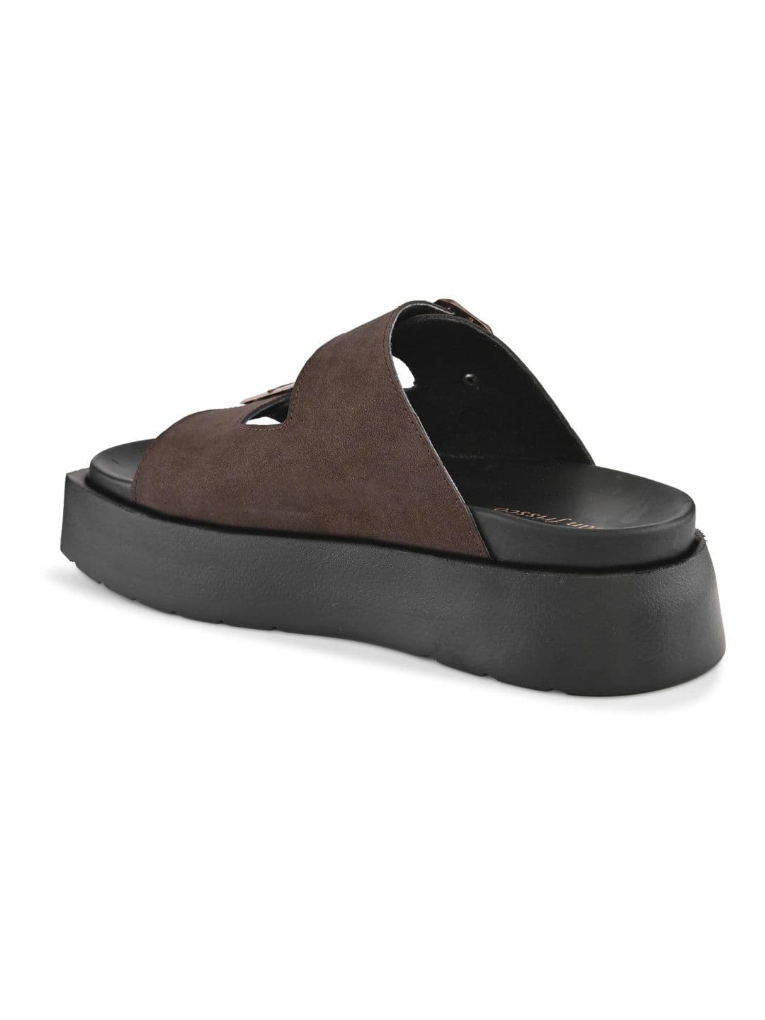 San Frissco Men Brown Suede Double Buckle Sandals with Cushioned Footbed & Chunky Sole thumbnail 2