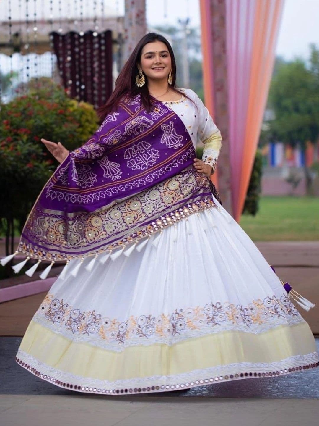 DAYLOOM Embroidered Mirror Work Semi-Stitched Lehenga & Unstitched Blouse With Dupatta - view 1