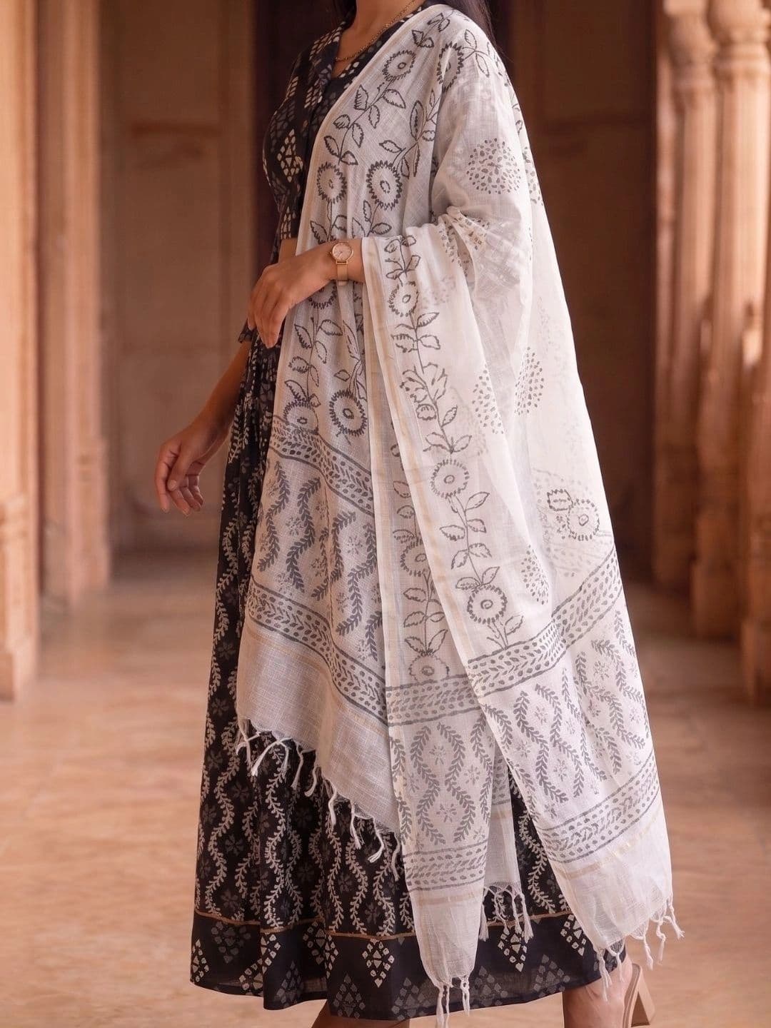 Avishya Printed Block Print Ready to Wear Lehenga & Blouse With Dupatta thumbnail 7