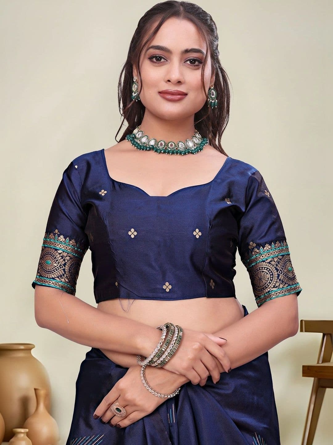 KALINI Woven Design Zari Silk Blend Saree thumbnail 6