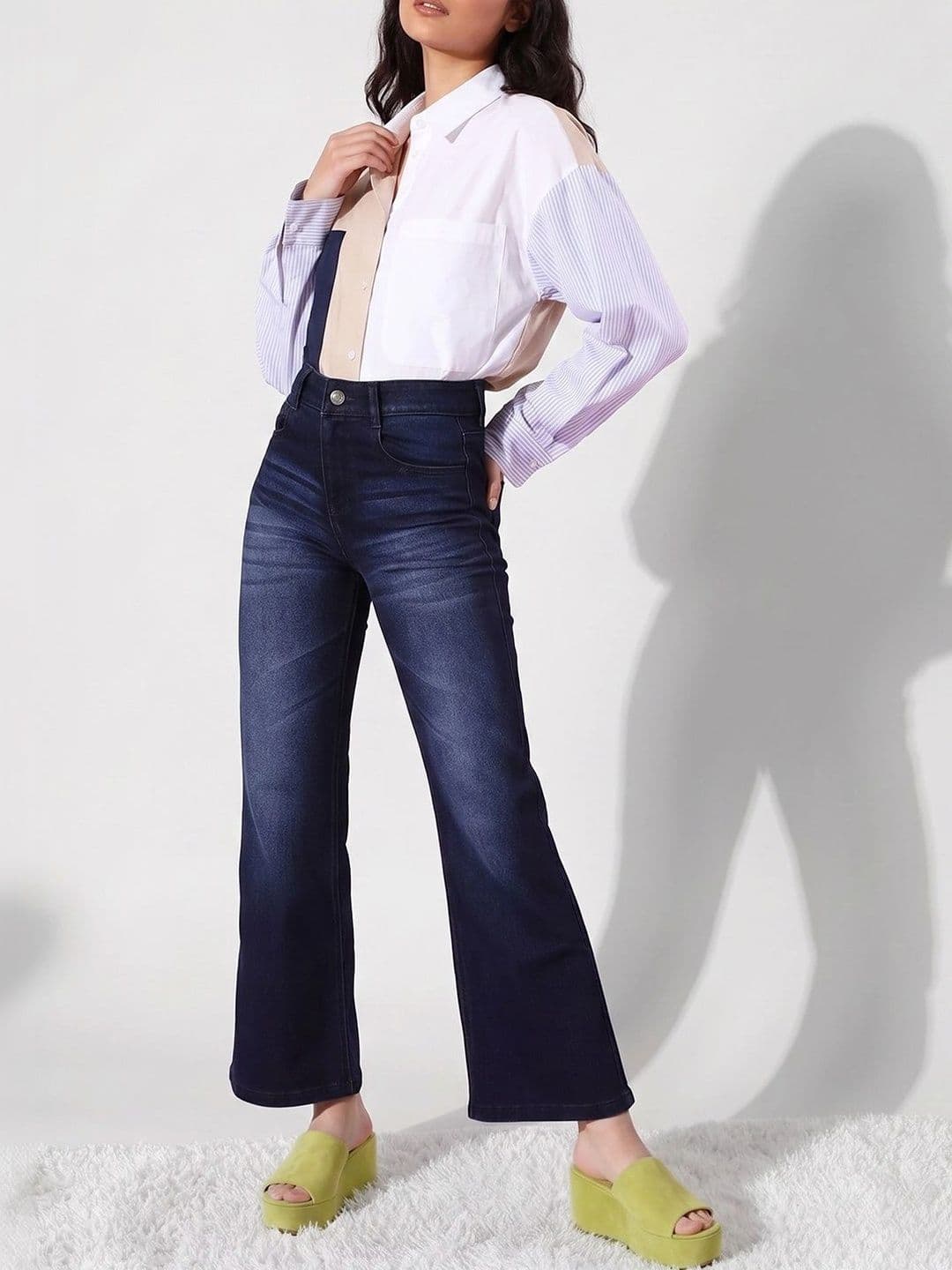 Mast & Harbour Women's Navy blue Bootcut Mid rise Regular Stretchable Denim Jeans thumbnail 2