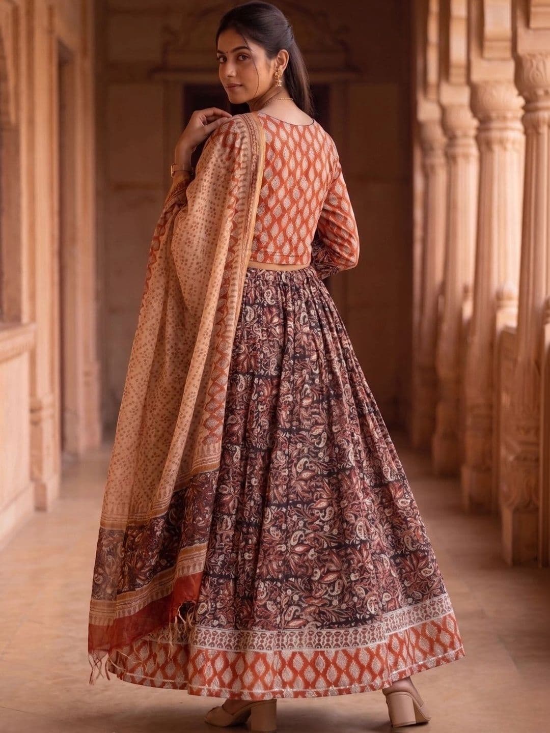 Avishya Printed Block Print Ready to Wear Lehenga & Blouse With Dupatta thumbnail 2