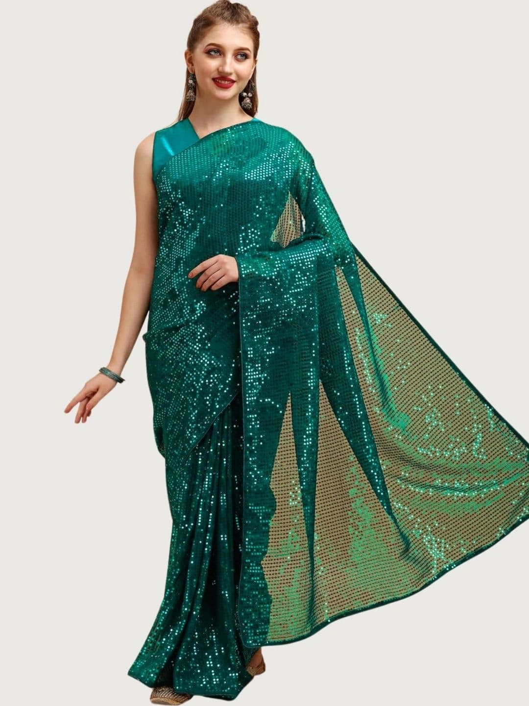SZN Embellished Sequinned Pure Georgette Designer Saree - view 1