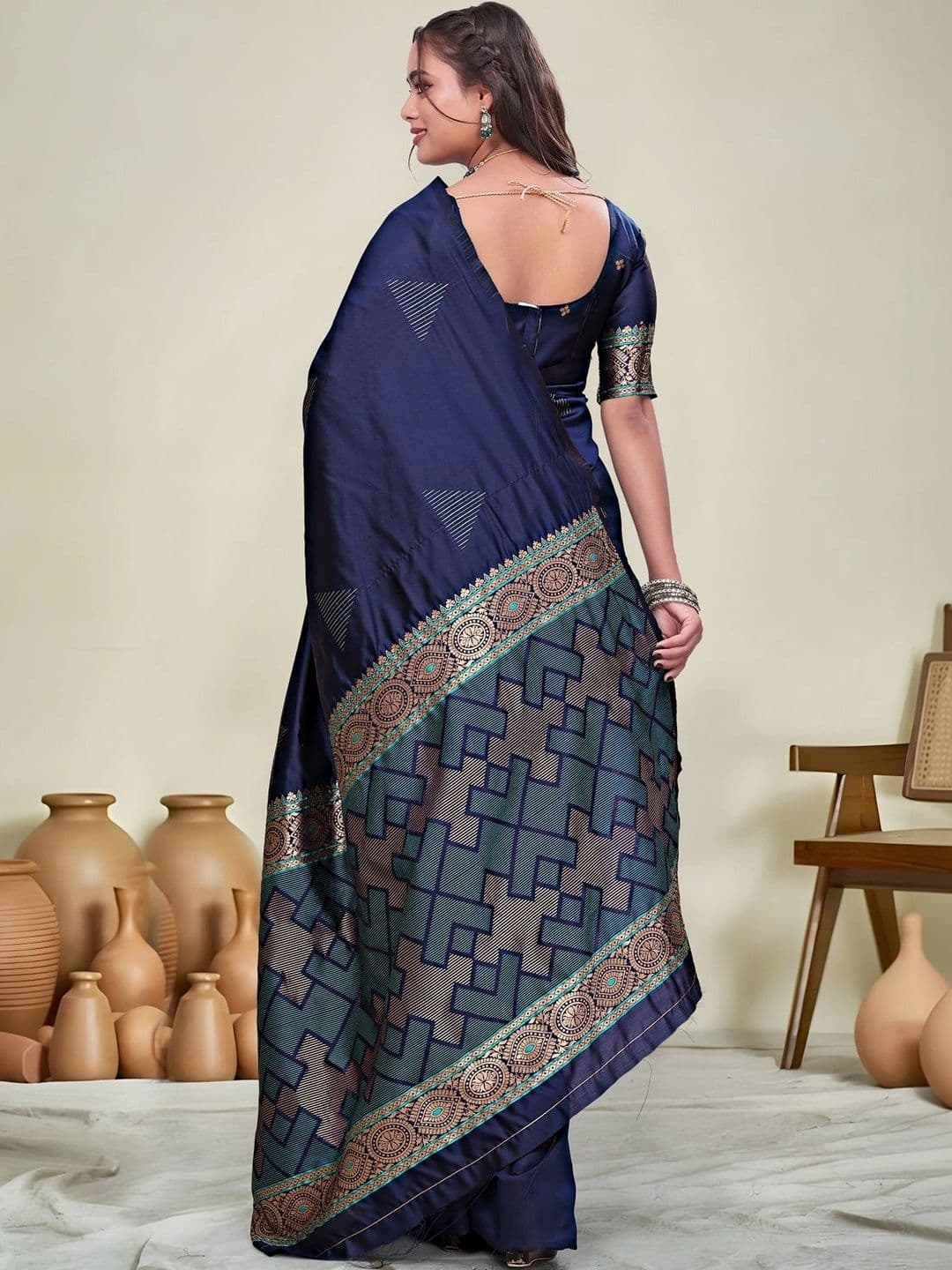 KALINI Woven Design Zari Silk Blend Saree thumbnail 4