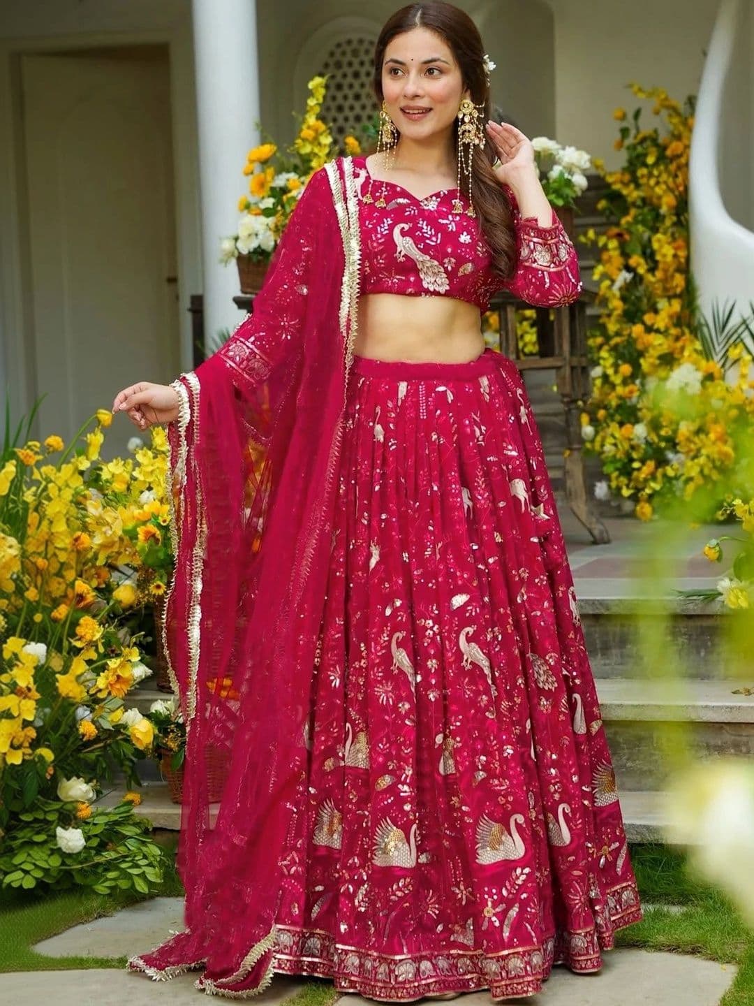 Kedar Fab Embroidered Semi-Stitched Lehenga & Unstitched Blouse With Dupatta thumbnail 3