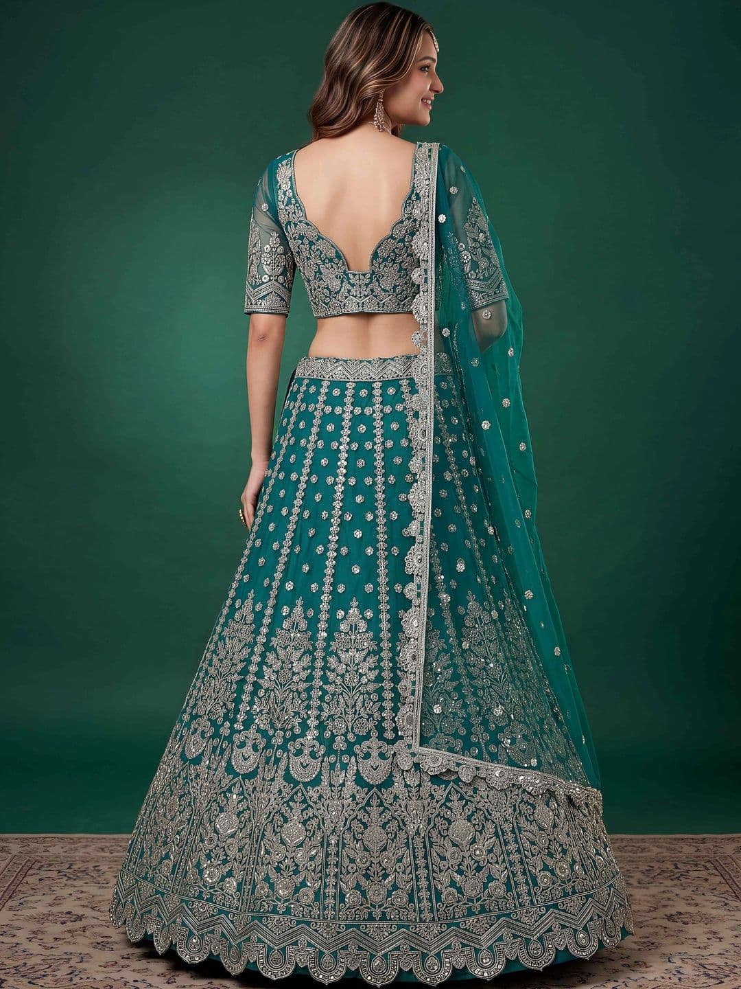 FABPIXEL Embroidered Semi-Stitched Lehenga & Unstitched Blouse With Dupatta thumbnail 6
