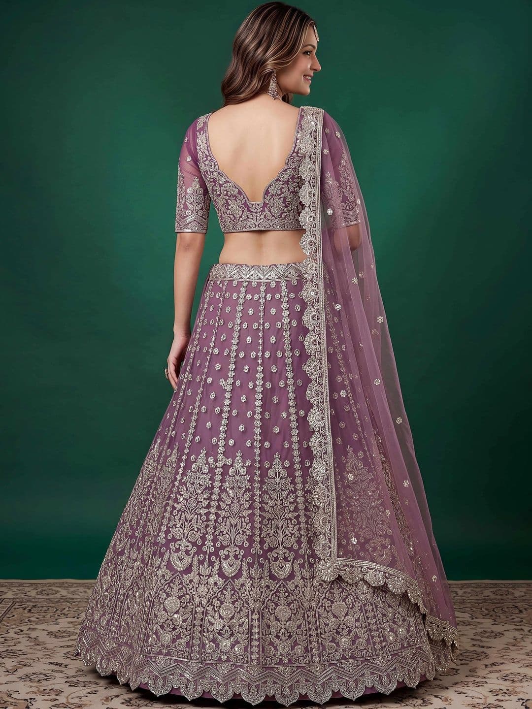 ETHNIC PLUS Embroidered Semi-Stitched Lehenga & Unstitched Blouse With Dupatta thumbnail 2