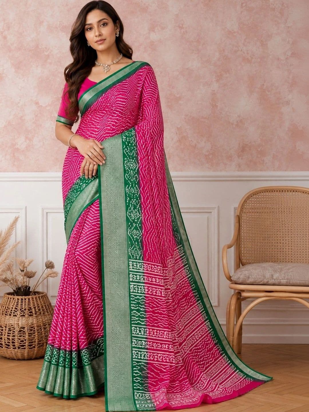all about you Bandhani Silk Blend Designer Saree - view 1