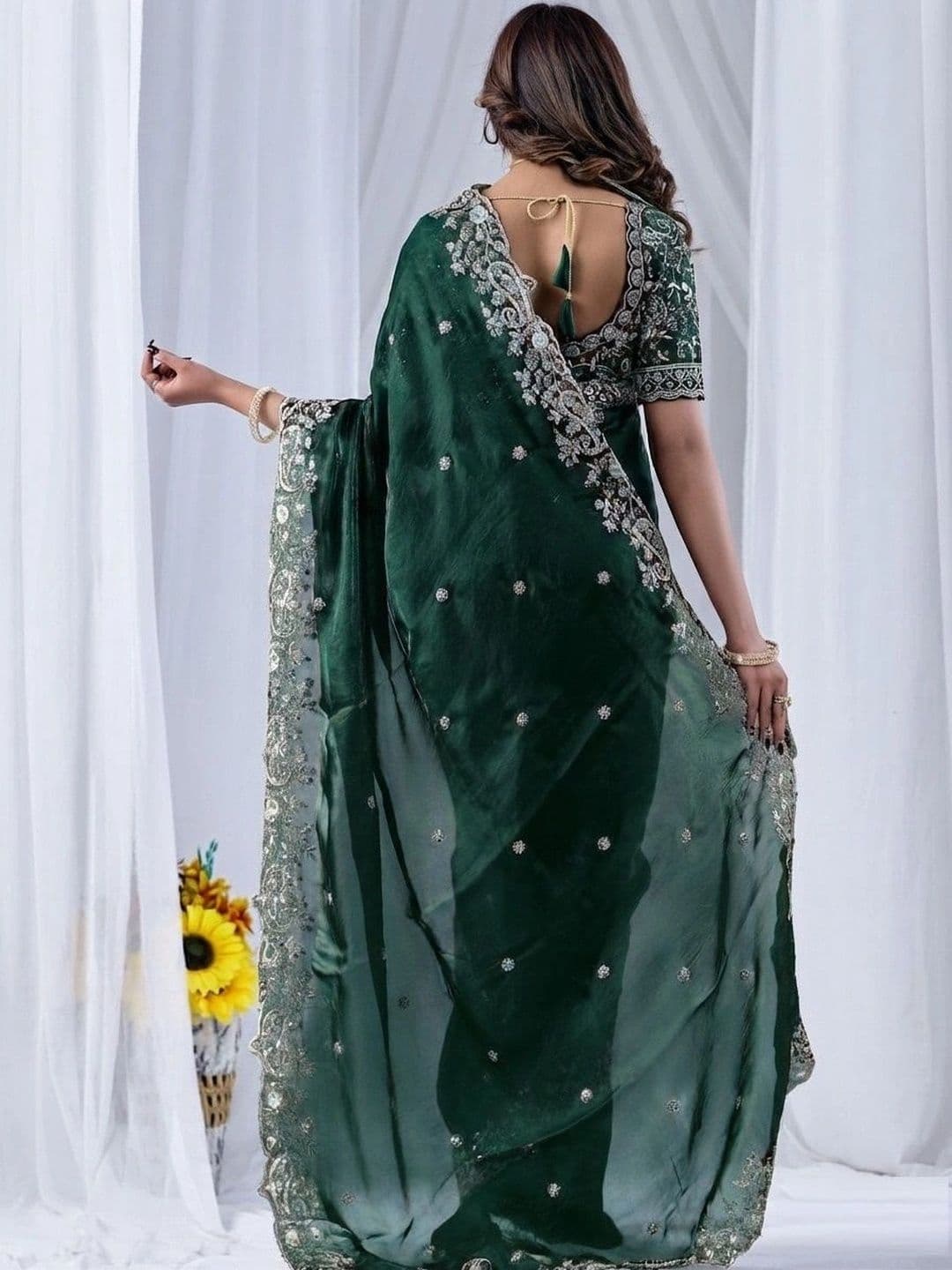 SZN Floral Embroidered Art Silk Heavy Work Saree thumbnail 6