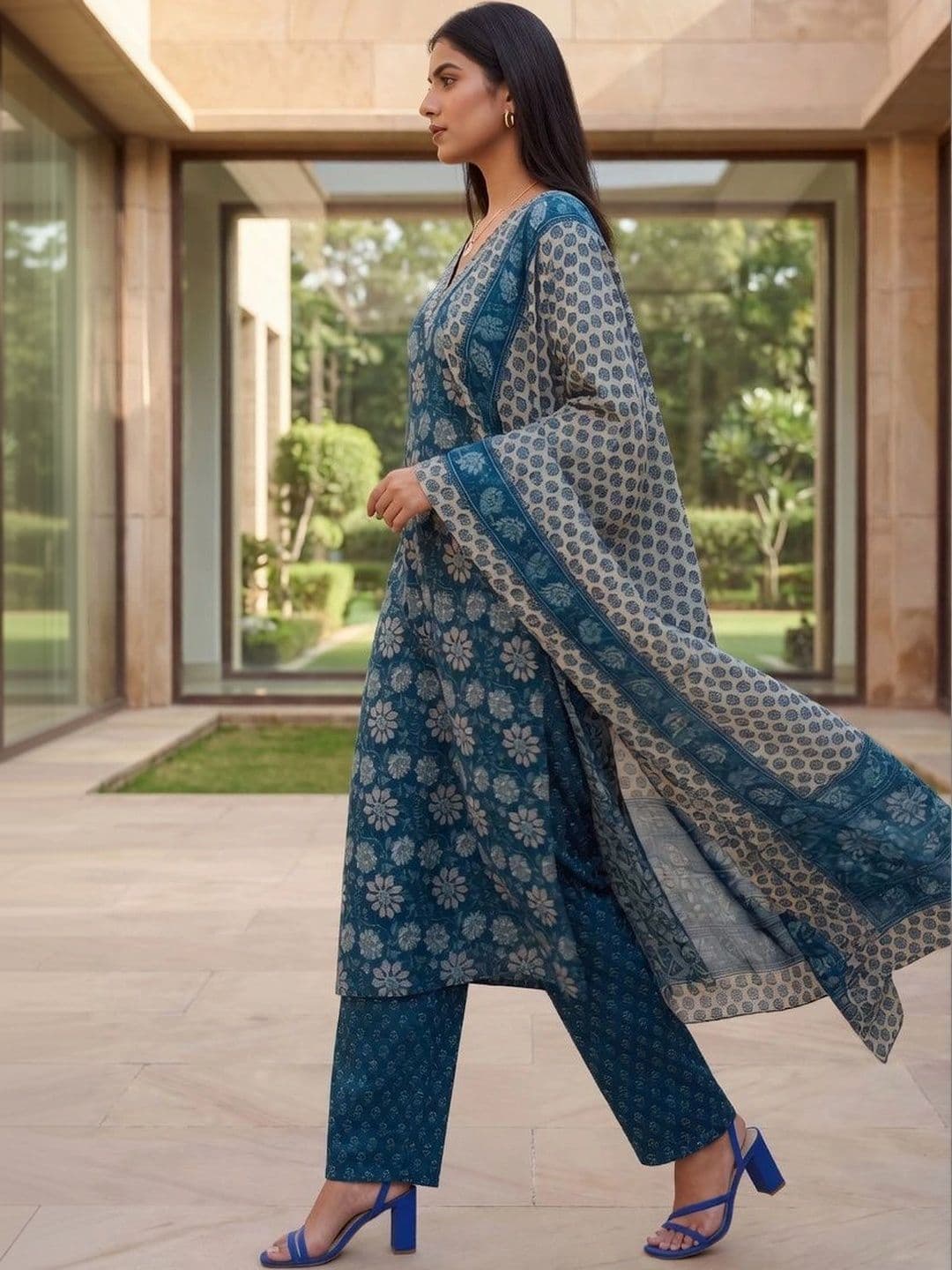 Moda Rapido Women Floral Printed Regular Kurta with Palazzos & With Dupatta thumbnail 6