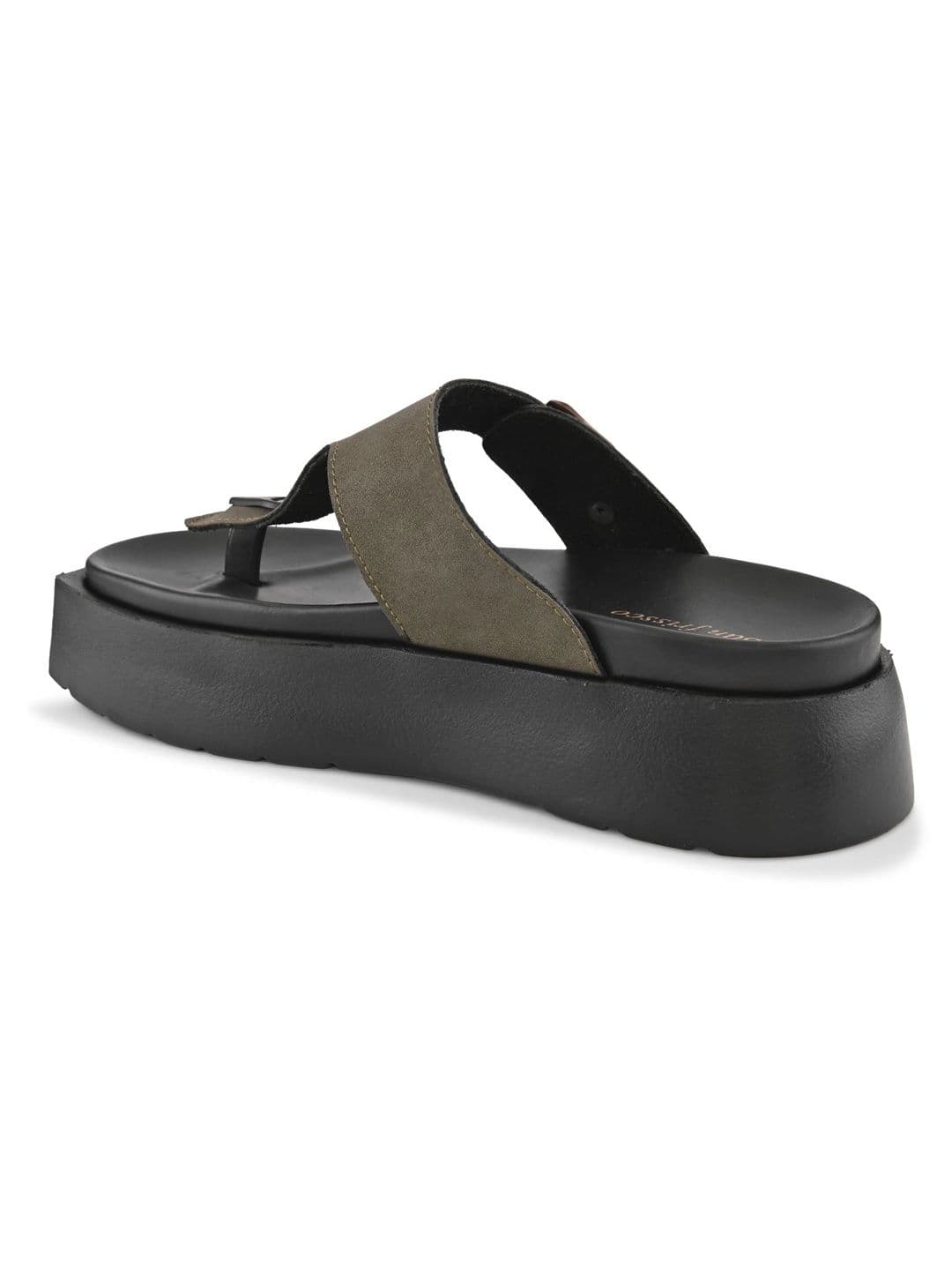 San Frissco Men Suede Olive Buckle Toe-Loop Sandals with Cushioned Footbed Slip-On thumbnail 4