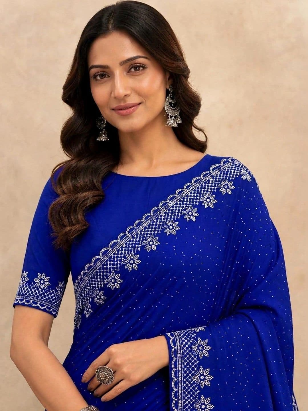 KALINI Embellished Sequinned Silk Blend Bhagalpuri Saree thumbnail 3