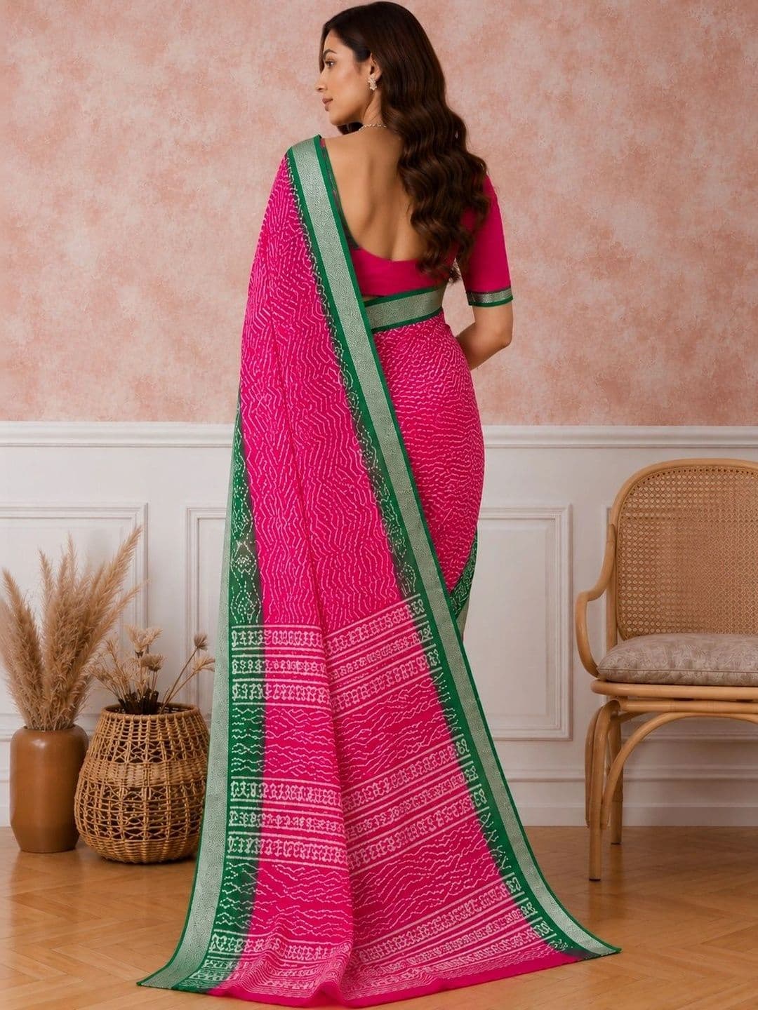 all about you Bandhani Silk Blend Designer Saree thumbnail 4