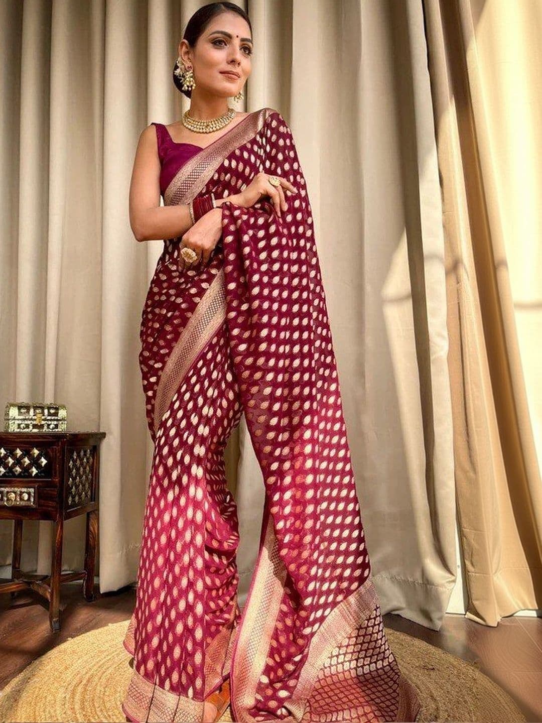 House Of Nazakat Woven Design Zari Art Silk Banarasi Saree thumbnail 3