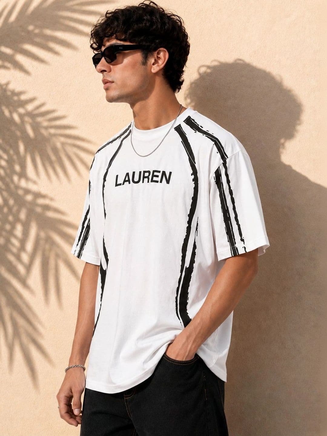LAUREN ADAMS Men Typography Printed Pure Cotton T-shirt thumbnail 4