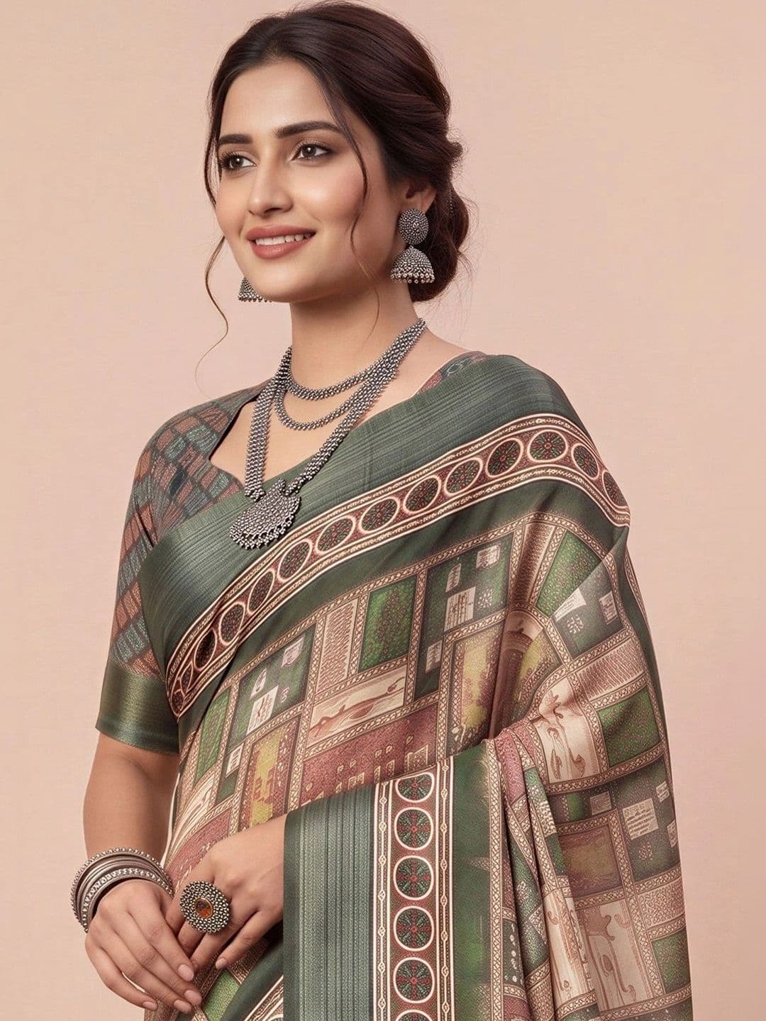 Anouk Zari Linen Blend Designer Saree thumbnail 3