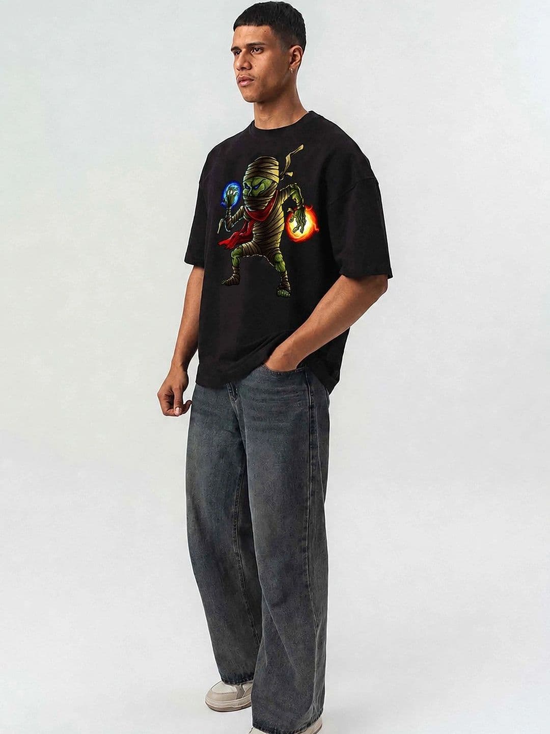 Mast & Harbour Men Printed Drop-Shoulder Sleeves T-shirt thumbnail 2