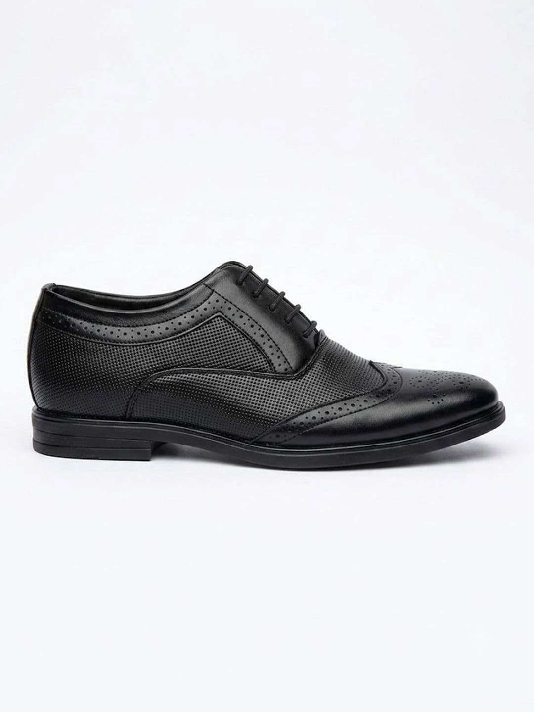 HERE&NOW Men Textured Round Toe Lace-Ups Formal Brogues Shoes thumbnail 7