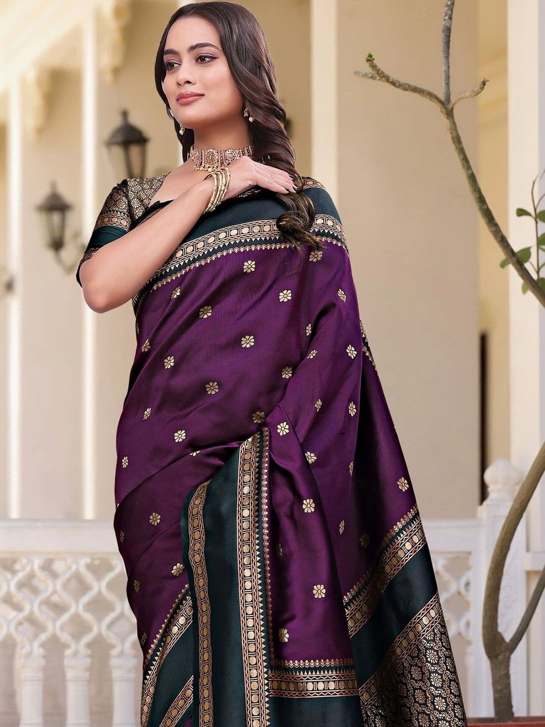 KALINI Woven Design Zari Silk Blend Saree thumbnail 2
