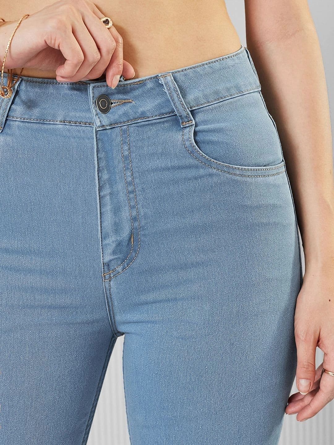 Mast & Harbour Women Bootcut High-Rise Heavy Fade Stretchable Jeans thumbnail 3