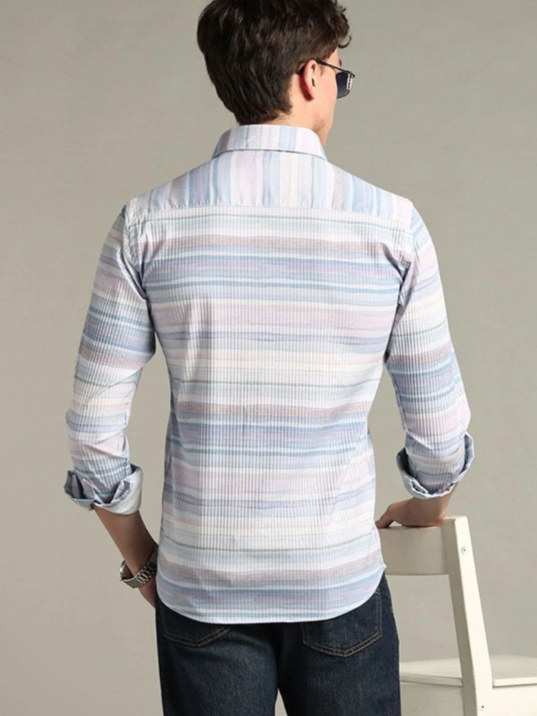 BLUEISLAND Men Comfort Multi Stripes Striped Casual Shirt thumbnail 3