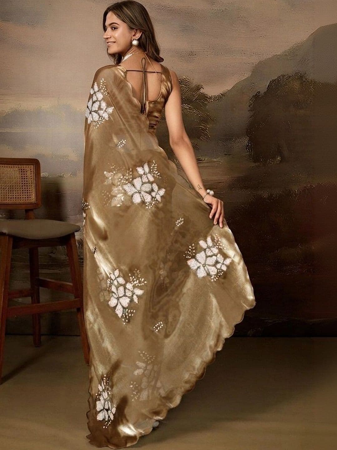 SZN Embellished Embroidered Art Silk Designer Saree thumbnail 2