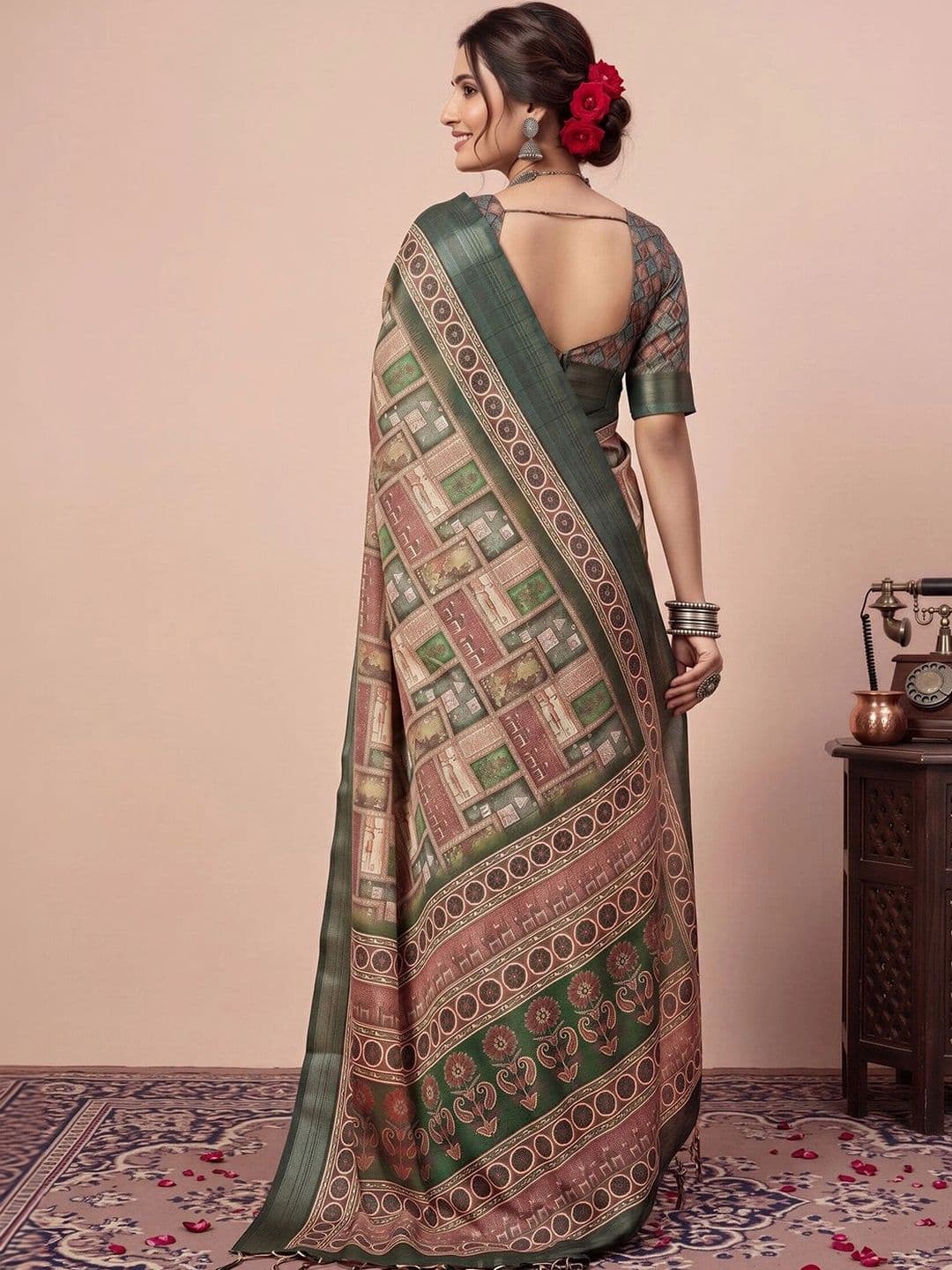 Anouk Zari Linen Blend Designer Saree thumbnail 2
