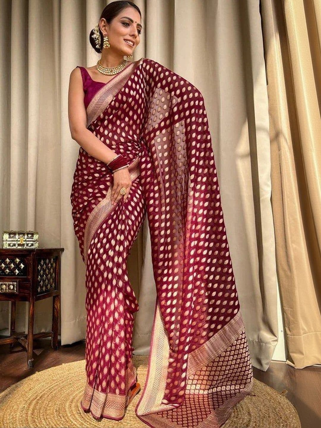 House Of Nazakat Woven Design Zari Art Silk Banarasi Saree thumbnail 5