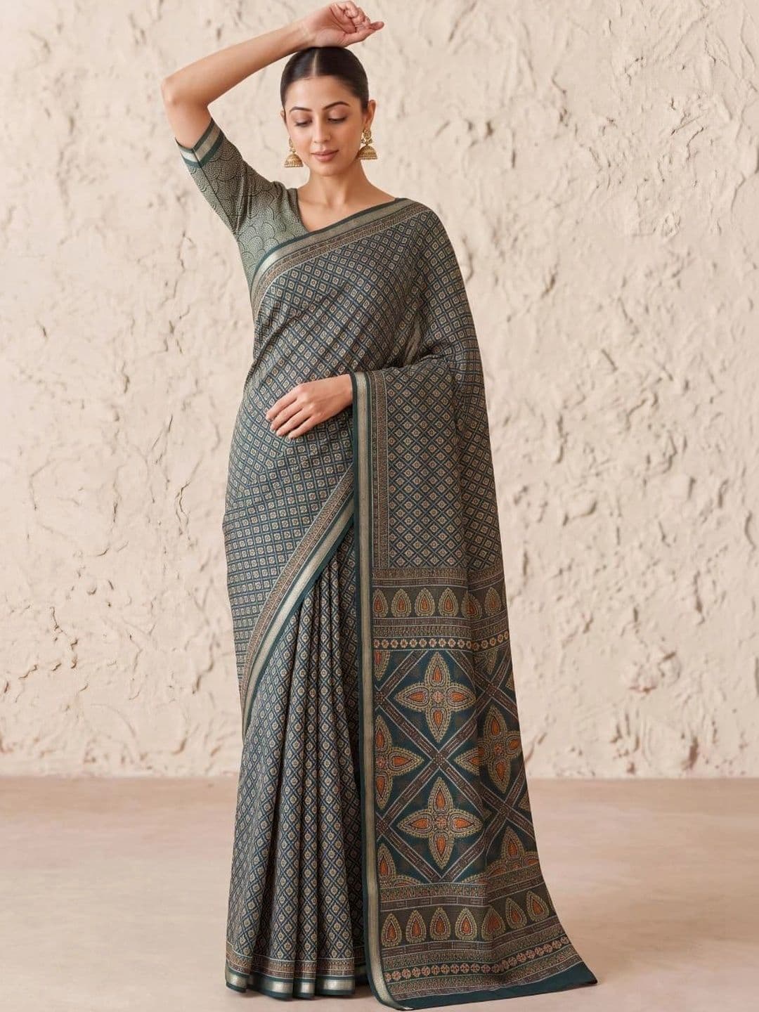 KRISHREE Embellished Silk Cotton Saree - view 1