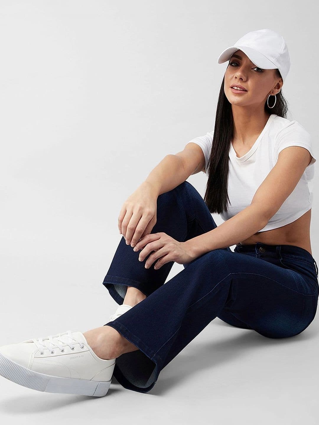 Mast & Harbour Women's Navy blue Bootcut Mid rise Regular Stretchable Denim Jeans thumbnail 4