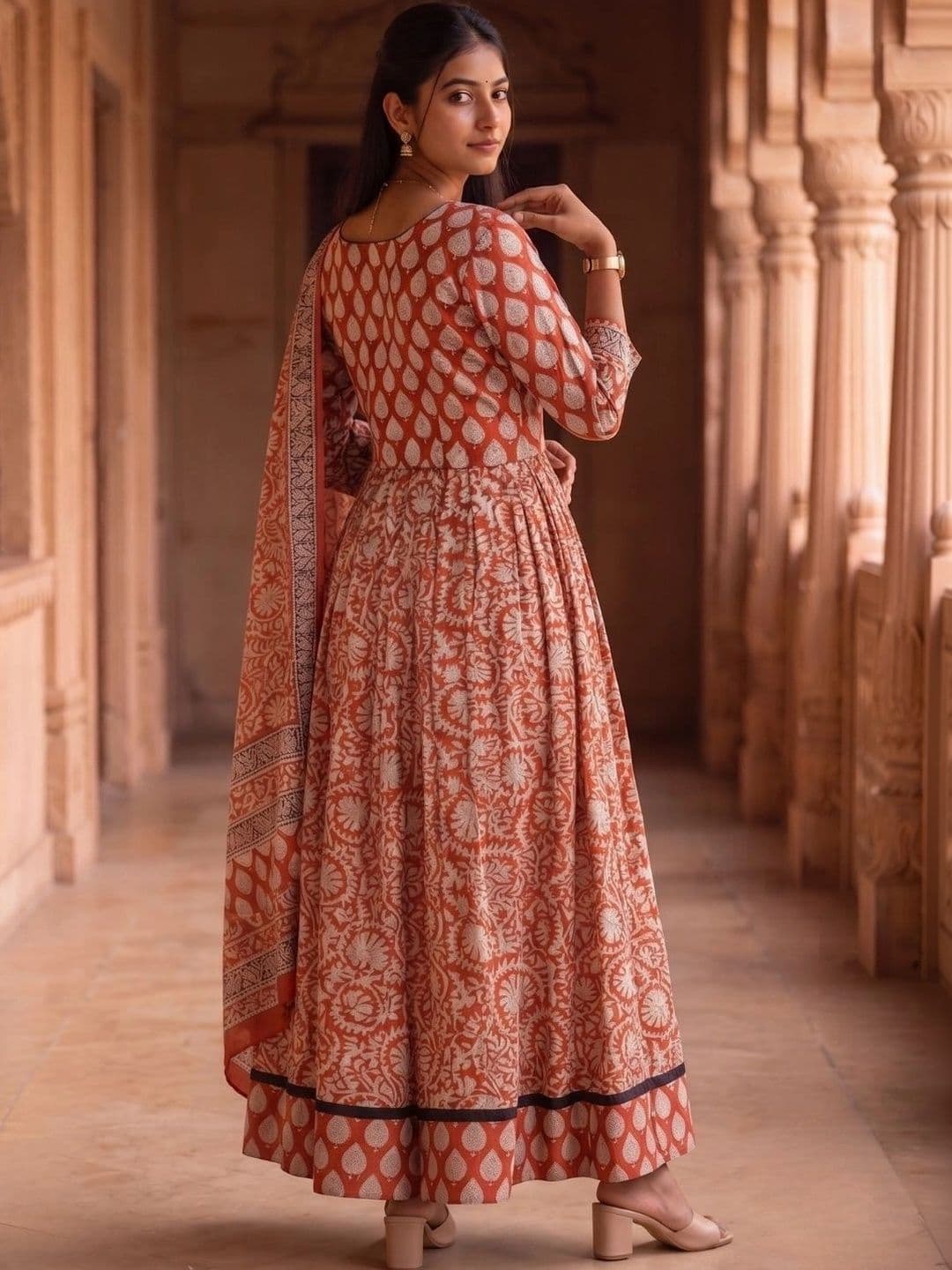Avishya Printed Block Print Ready to Wear Lehenga & Blouse With Dupatta thumbnail 6