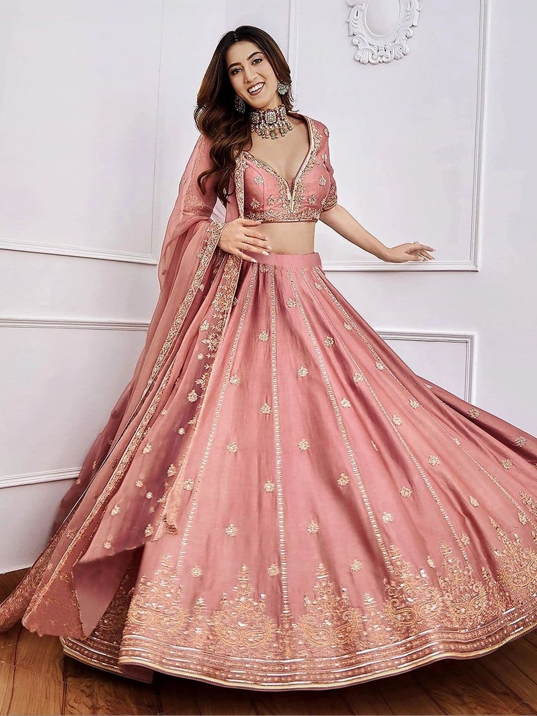 SIDDESHWARY FAB Embellished Semi-Stitched Lehenga & Unstitched Blouse With Dupatta thumbnail 4