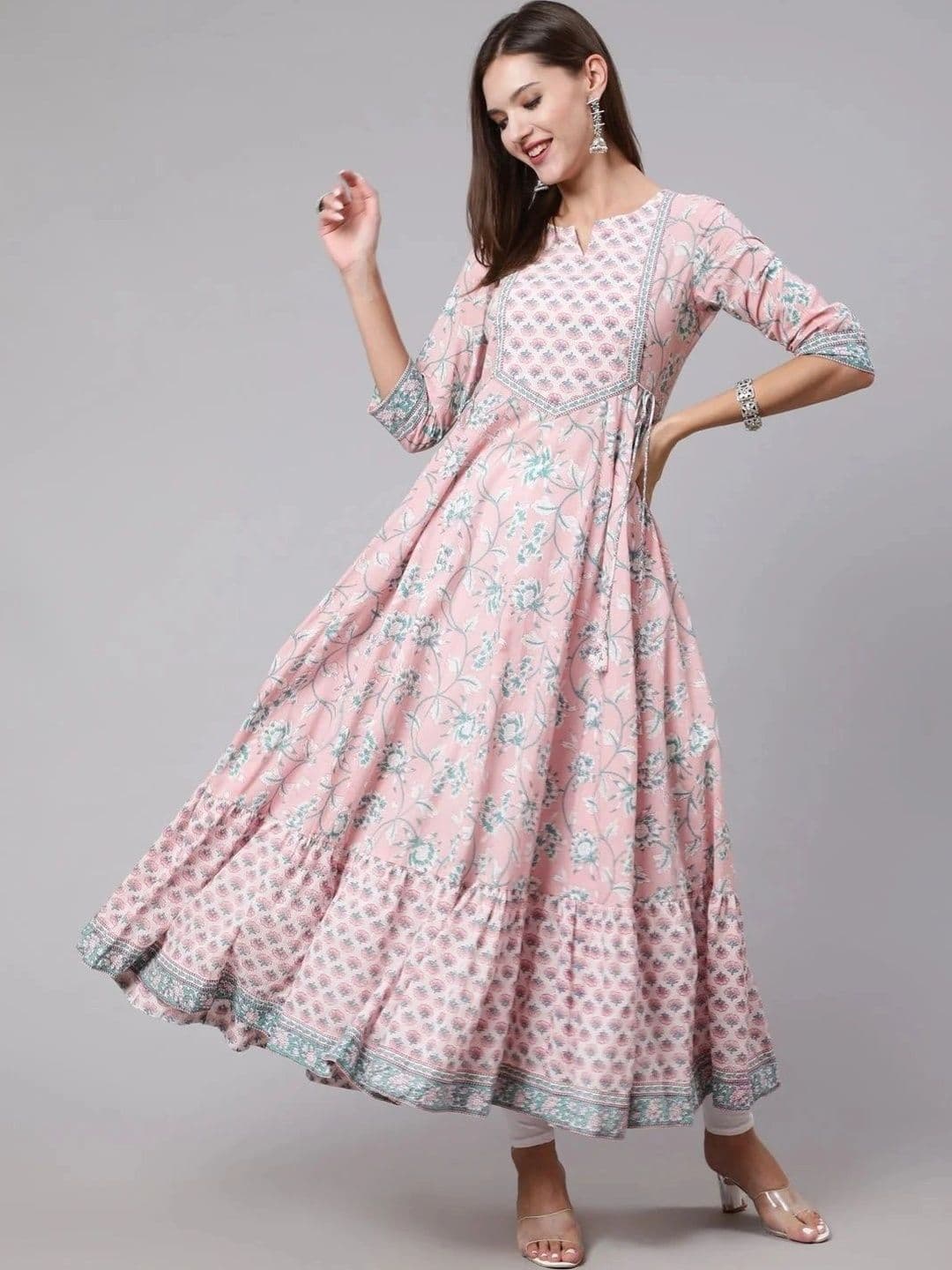 NAVYANSHI Women Floral Printed Indie Florals Anarkali Kurta - view 1