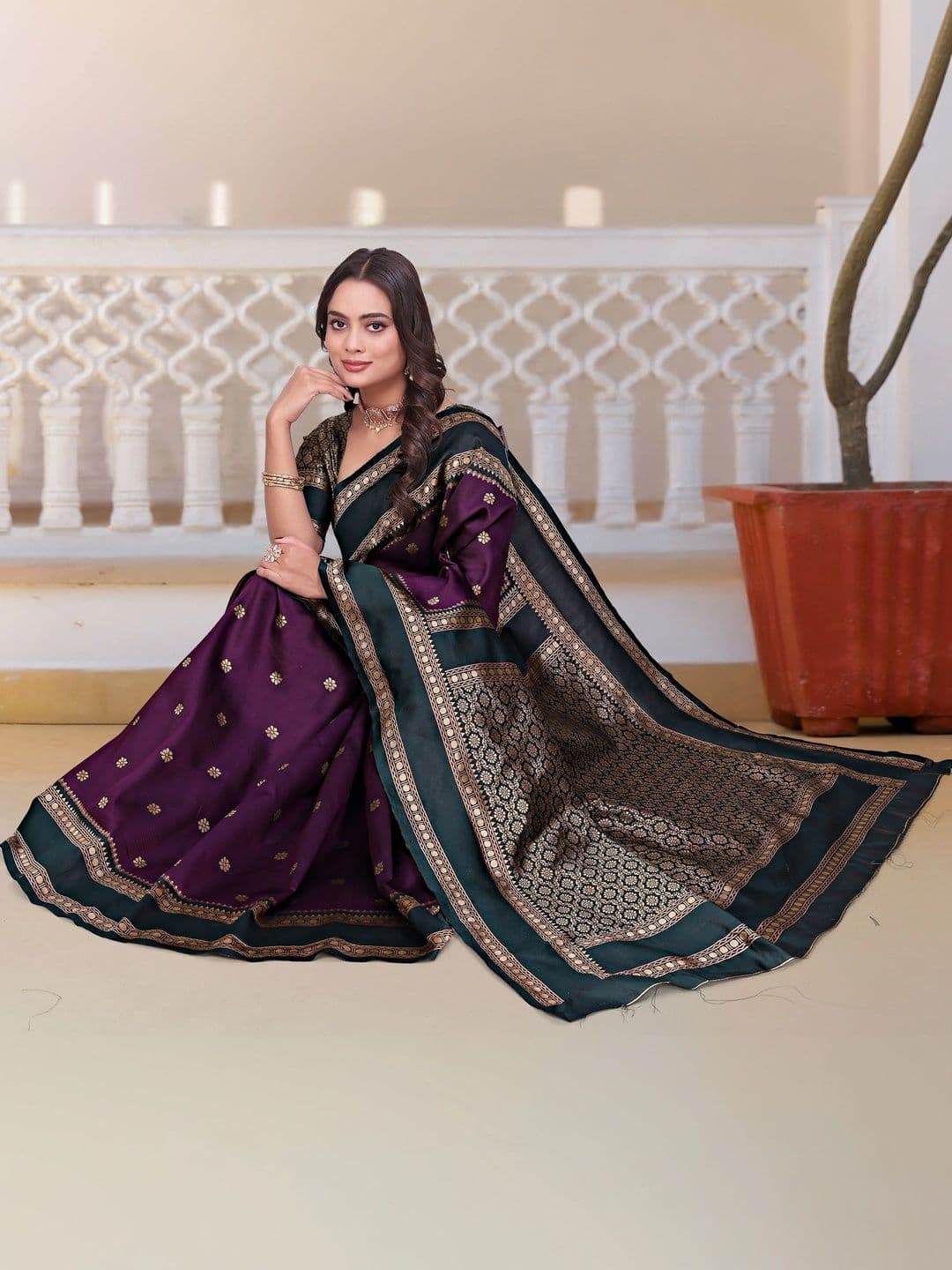 KALINI Woven Design Zari Silk Blend Saree thumbnail 6