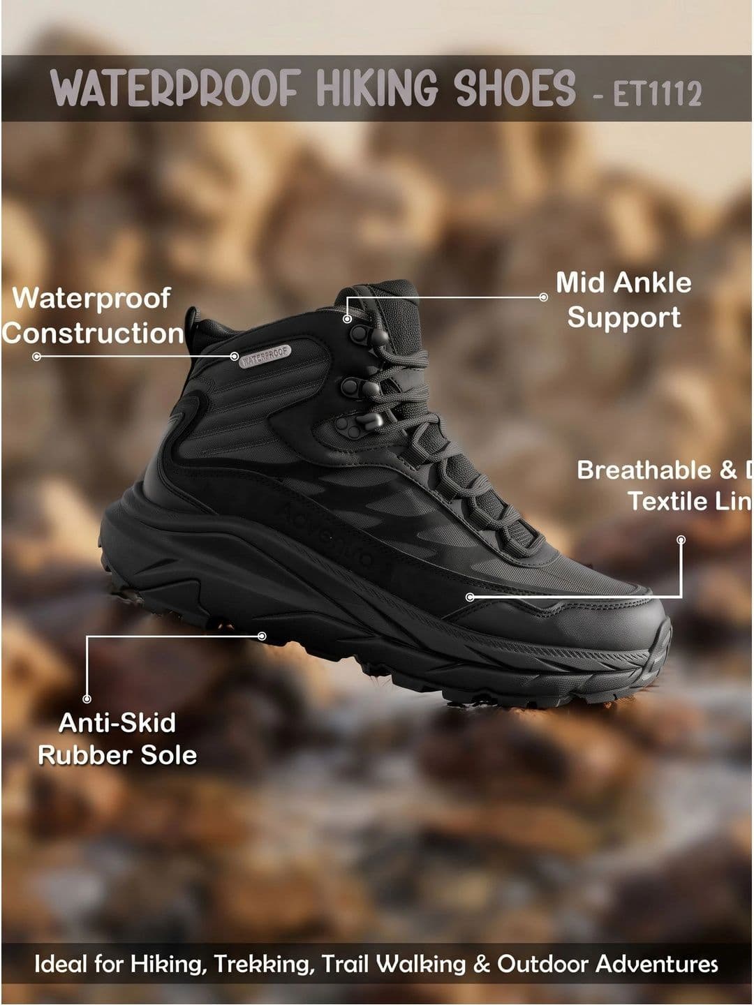 Adventra Sports Men Trekking Shoes thumbnail 2