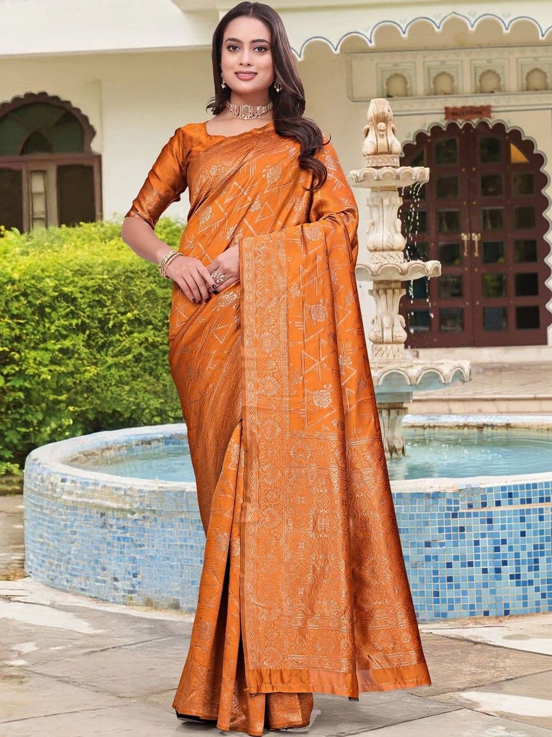KALINI Woven Design Zari Silk Blend Saree - view 1