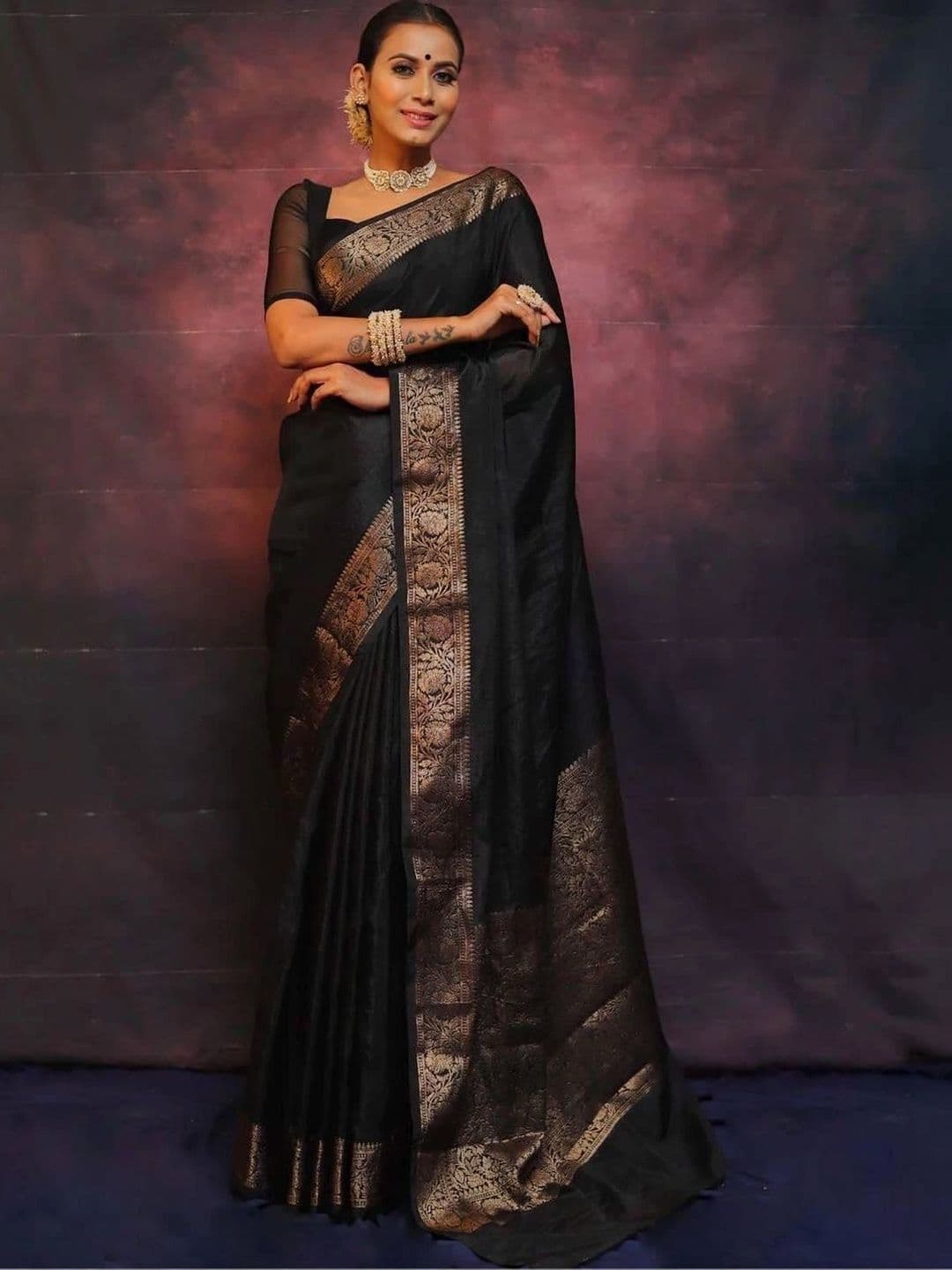 MARUTI VASTRAM Woven Design Zari Art Silk Banarasi Saree thumbnail 5