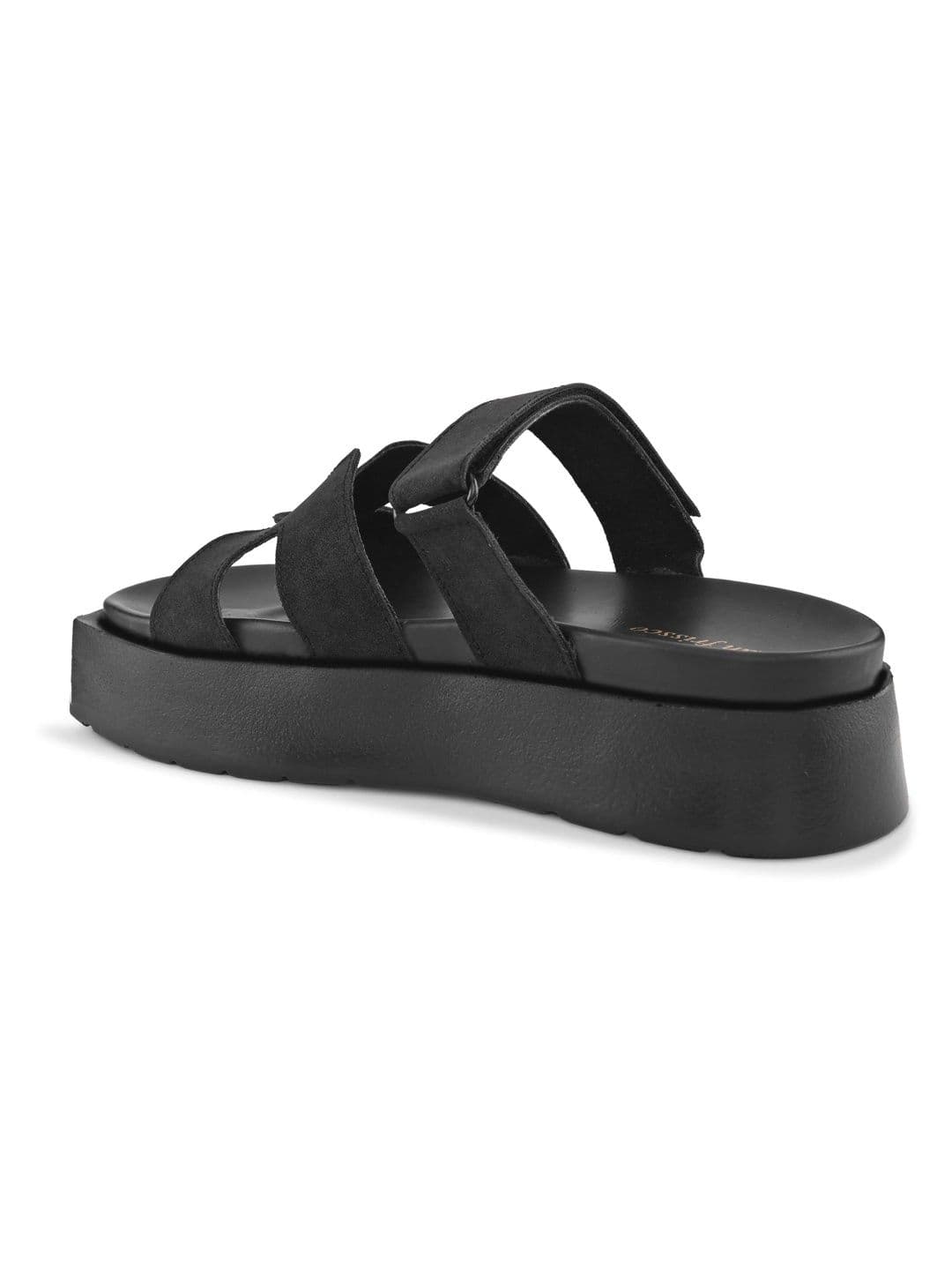 San Frissco Men Black Casual Wide Strap Sandals with Cushioned Footbed and Chunky Sole thumbnail 3