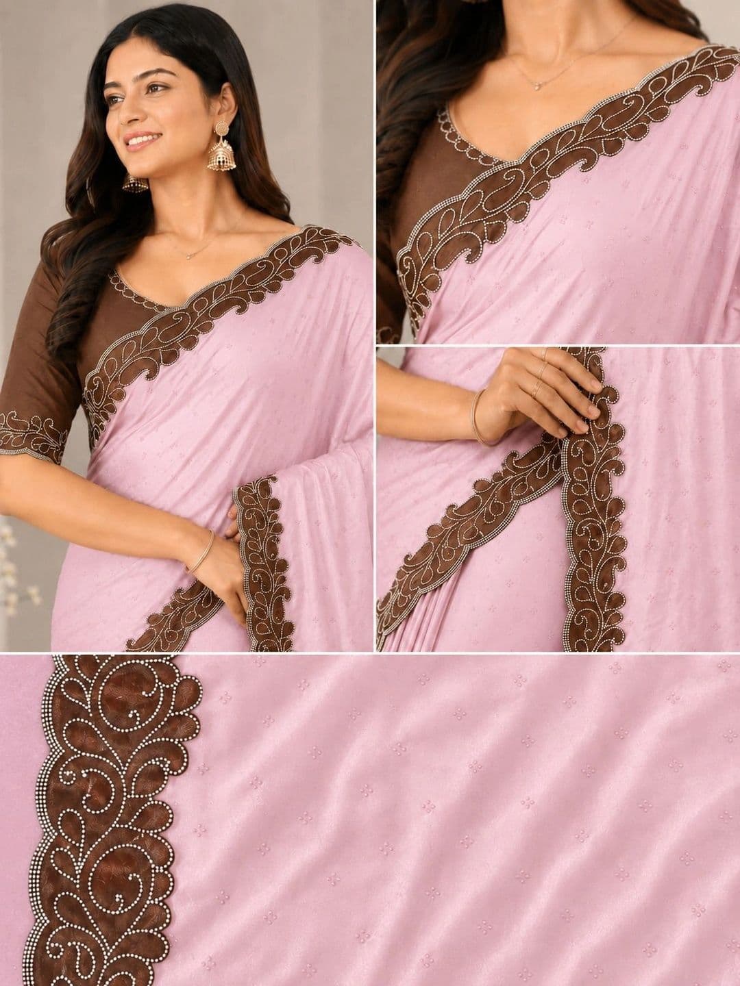 NILRUDRA Embroidered Pure Georgette Banarasi Saree thumbnail 6