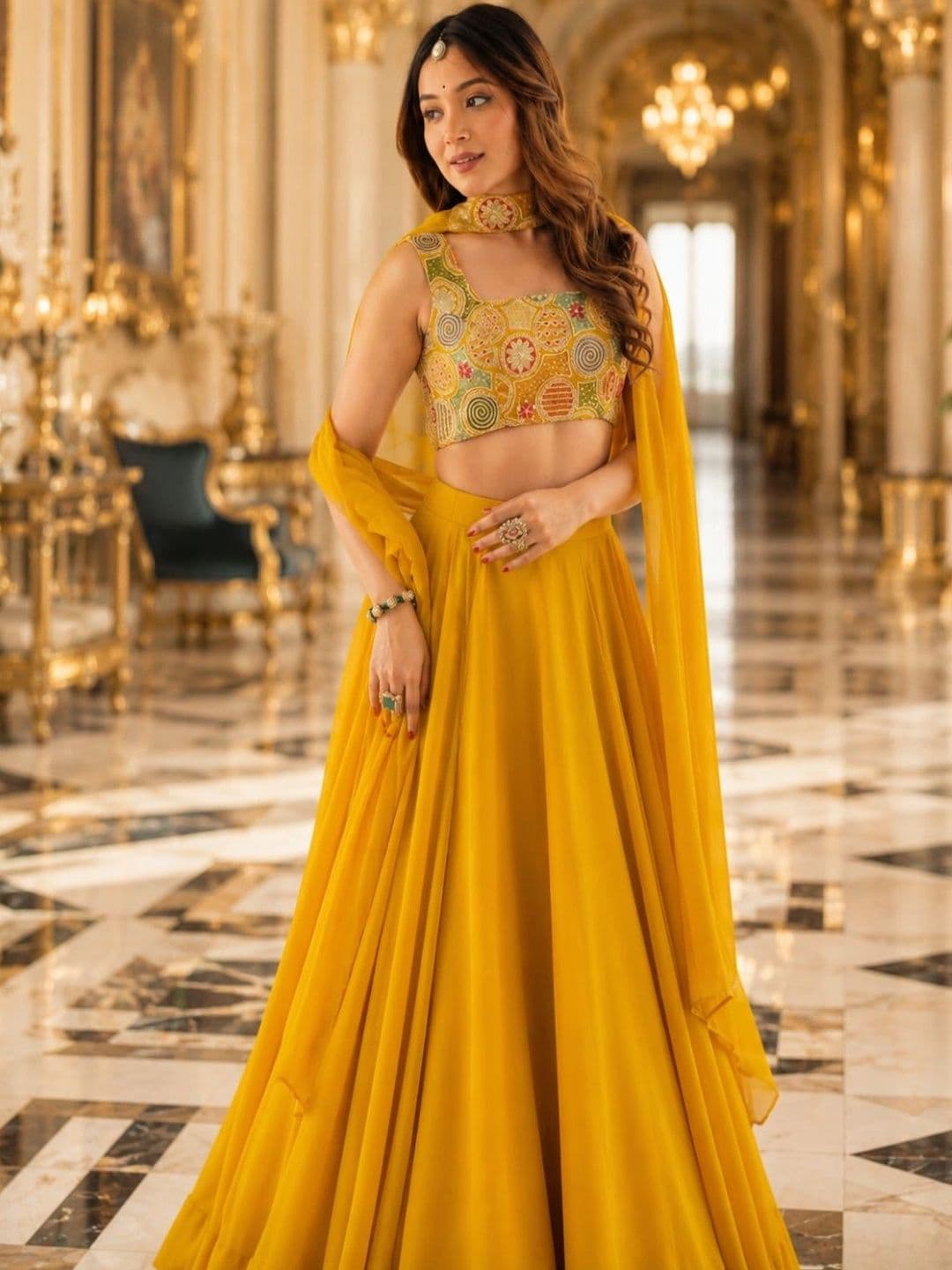 House of Pataudi Embellished Thread Work Ready to Wear Lehenga & Blouse With Dupatta - view 1