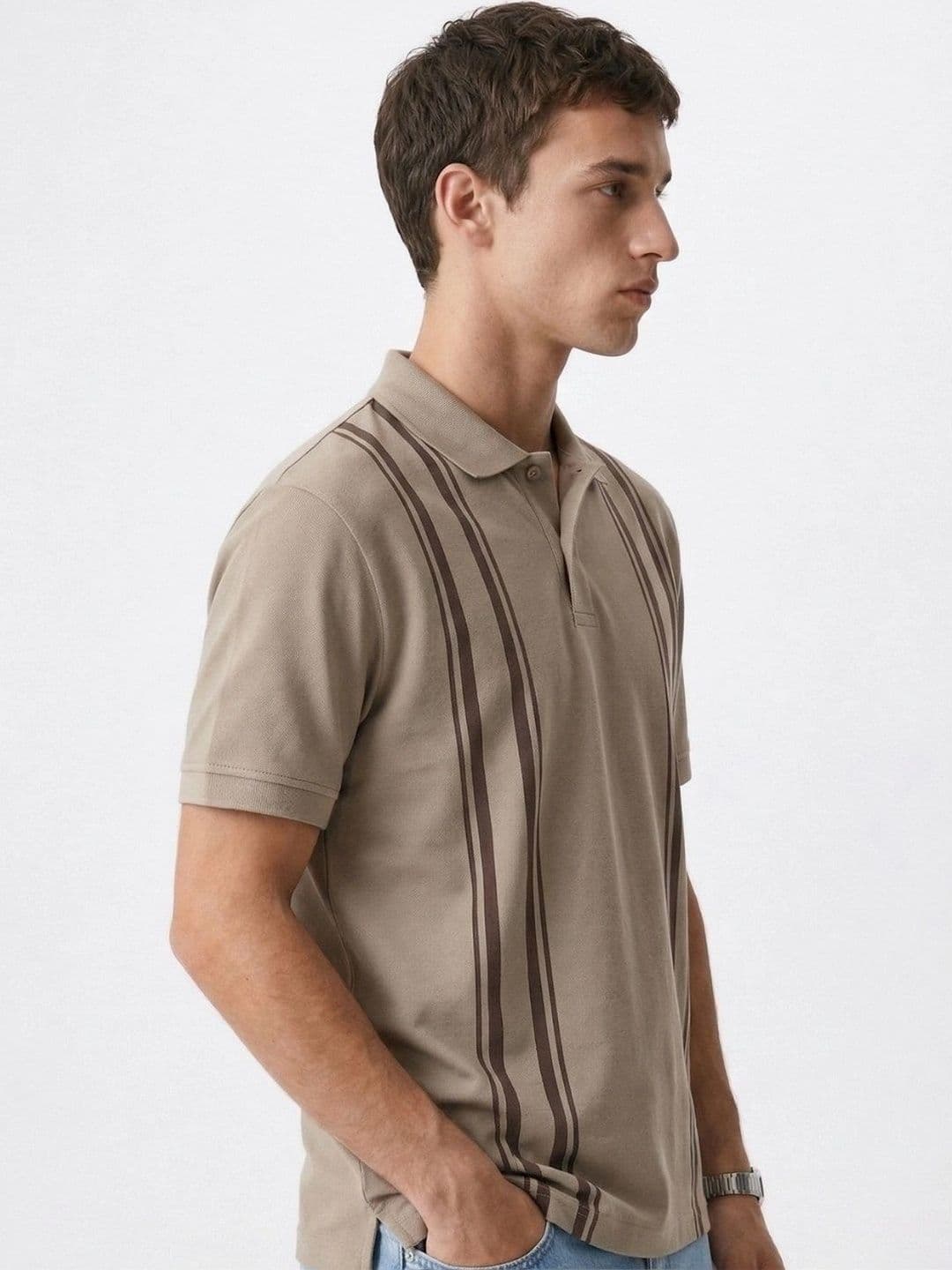 Kook N Keech Men Striped Polo Collar T-shirt thumbnail 4
