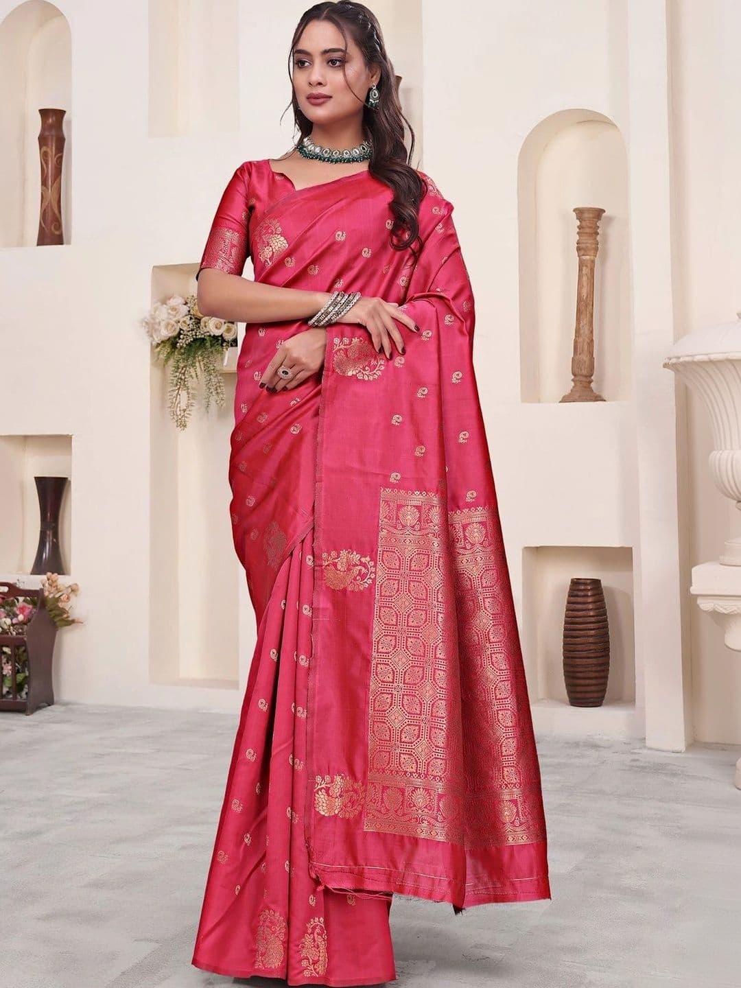 KALINI Woven Design Zari Silk Blend Saree - view 1