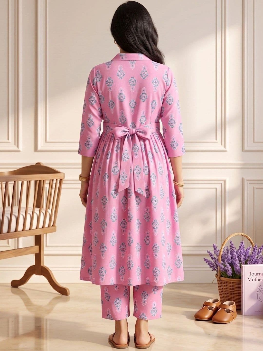 DUMMY SHAPE Women Ethnic Motifs Printed Empire Kurta with Trousers thumbnail 4
