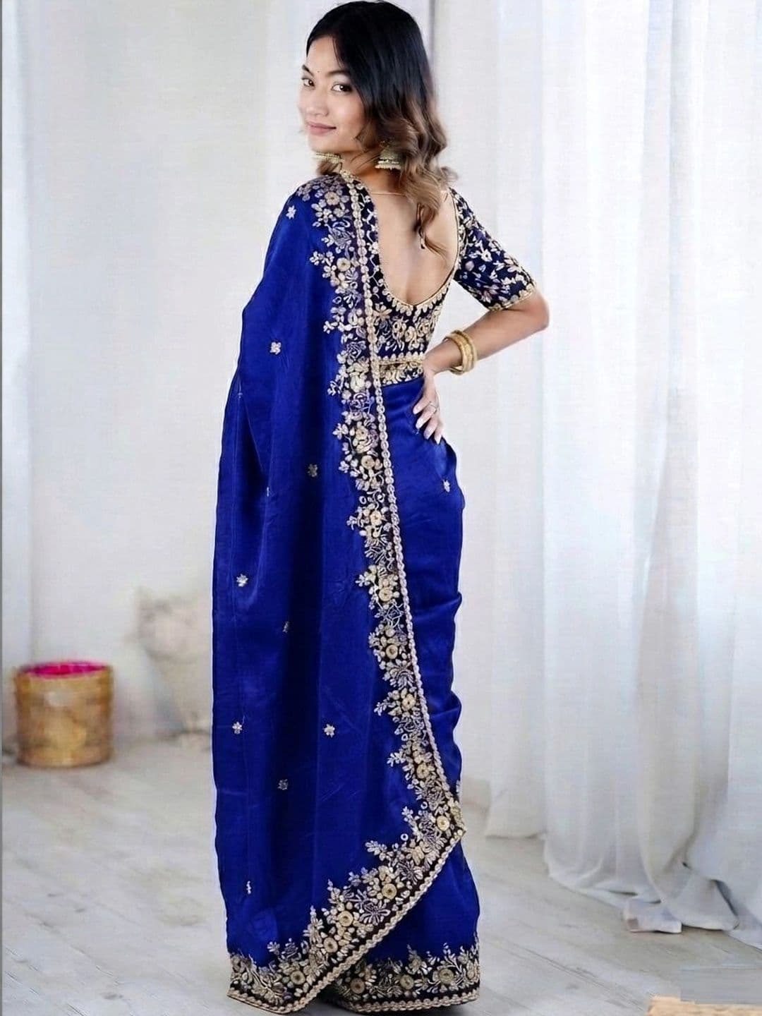 SZN Embellished Embroidered Art Silk Heavy Work Saree thumbnail 2