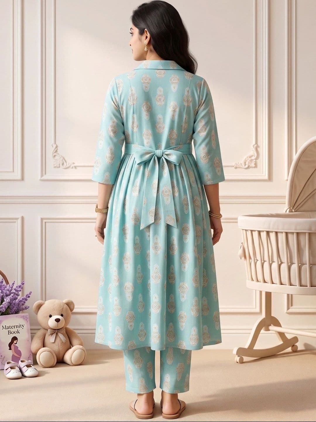 DUMMY SHAPE Women Ethnic Motifs Printed Empire Kurta with Trousers thumbnail 3