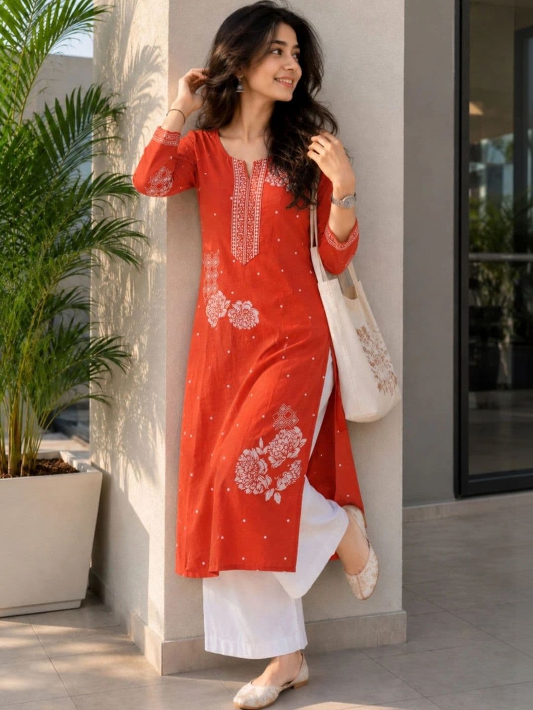 Zyla Women Floral Printed Thread Work Kurta - view 1