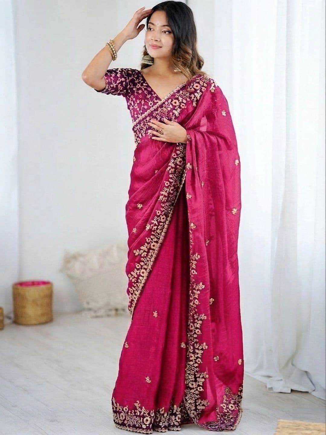 SZN Embellished women  Embroidered Art Silk Heavy Work Saree - view 1