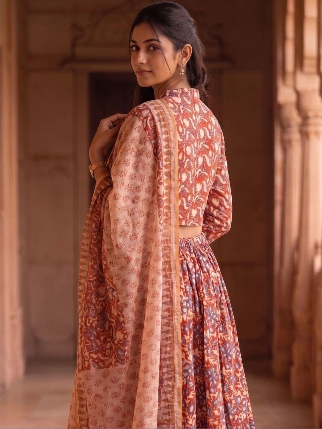 Avishya Printed Block Print Ready to Wear Lehenga & Blouse With Dupatta thumbnail 6