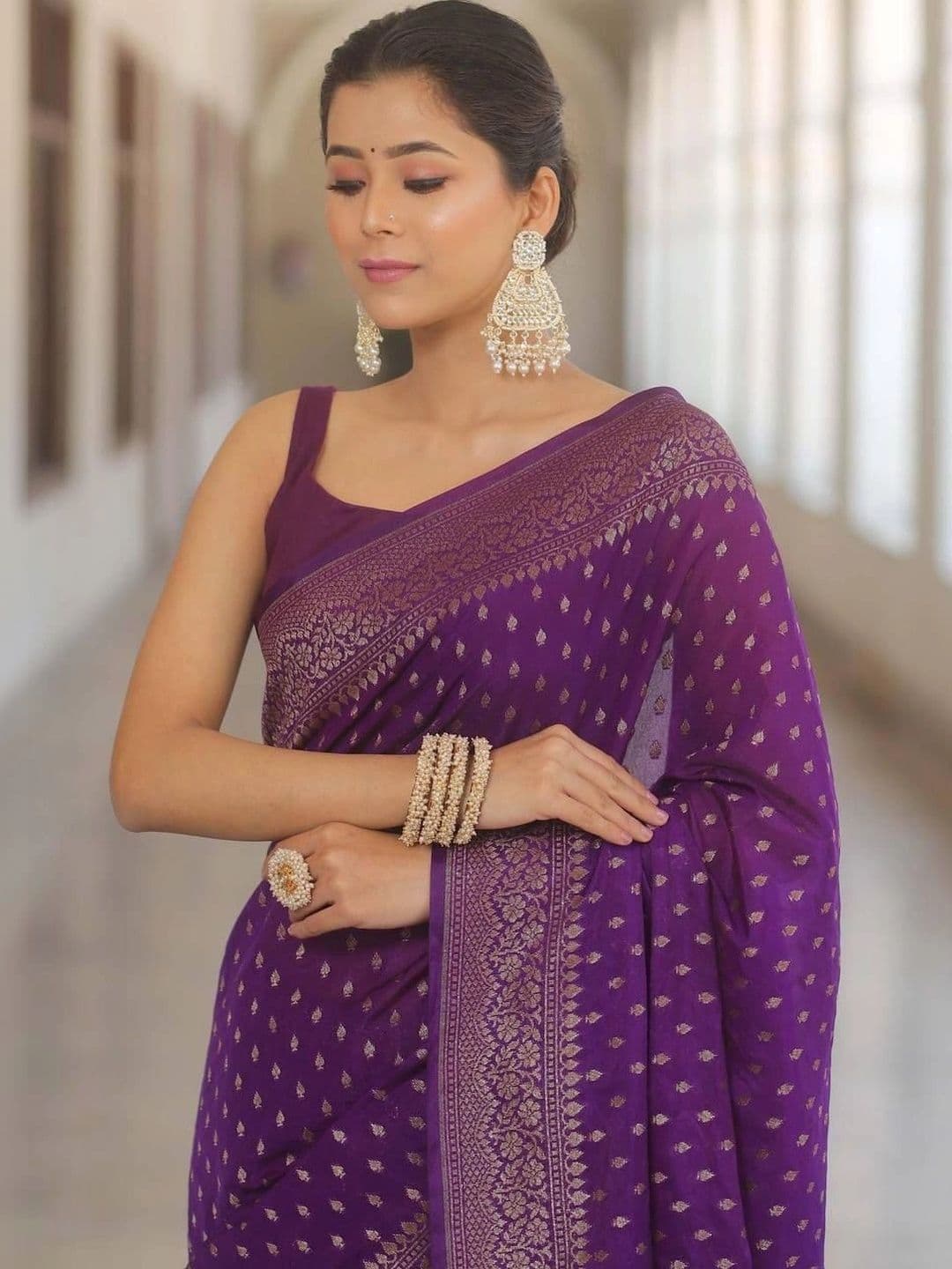 House Of Nazakat Woven Design Zari Art Silk Banarasi Saree thumbnail 7