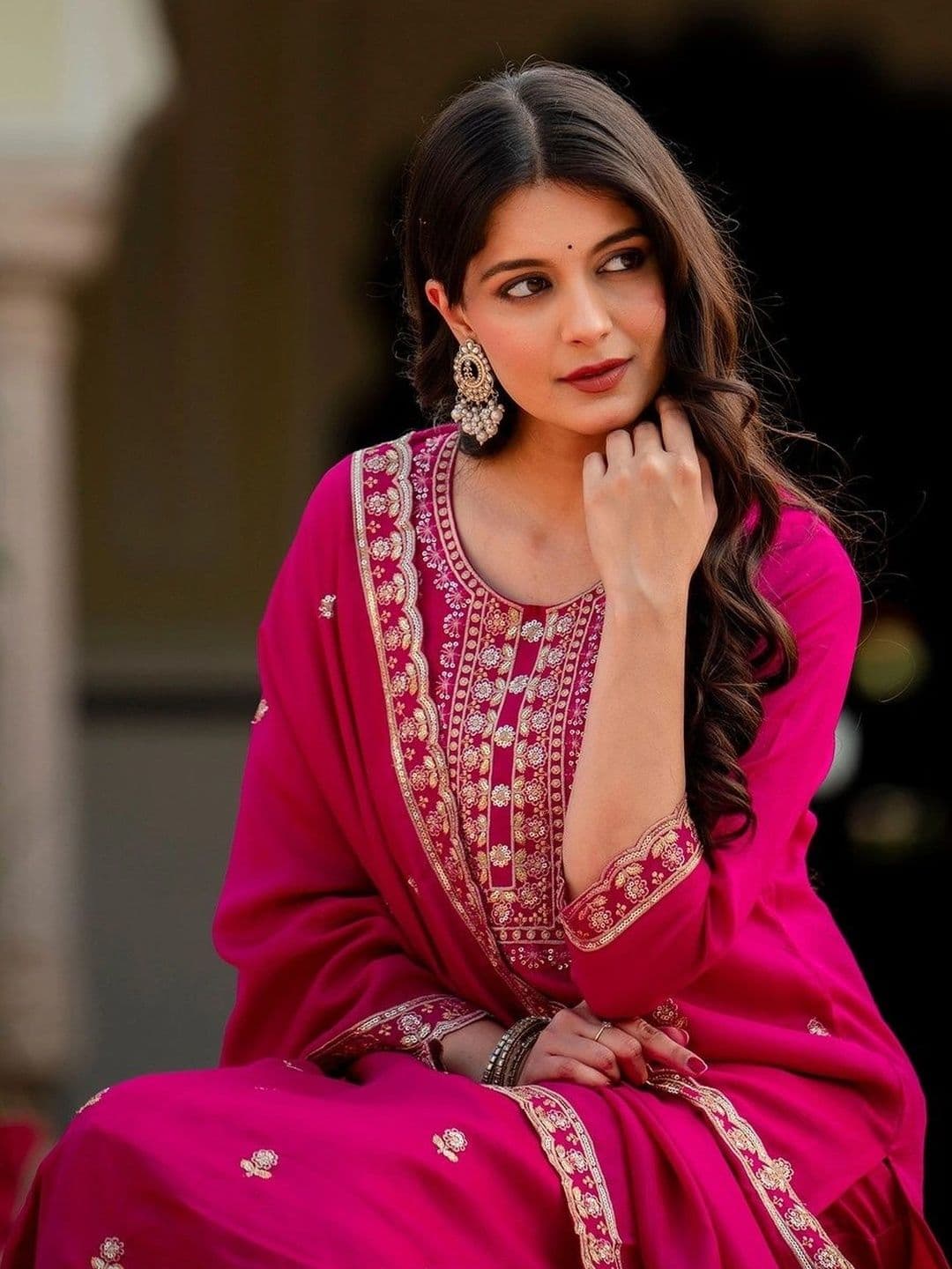 all about you Women Ethnic Motifs Embroidered Regular Kurta with Trousers & With Dupatta thumbnail 5